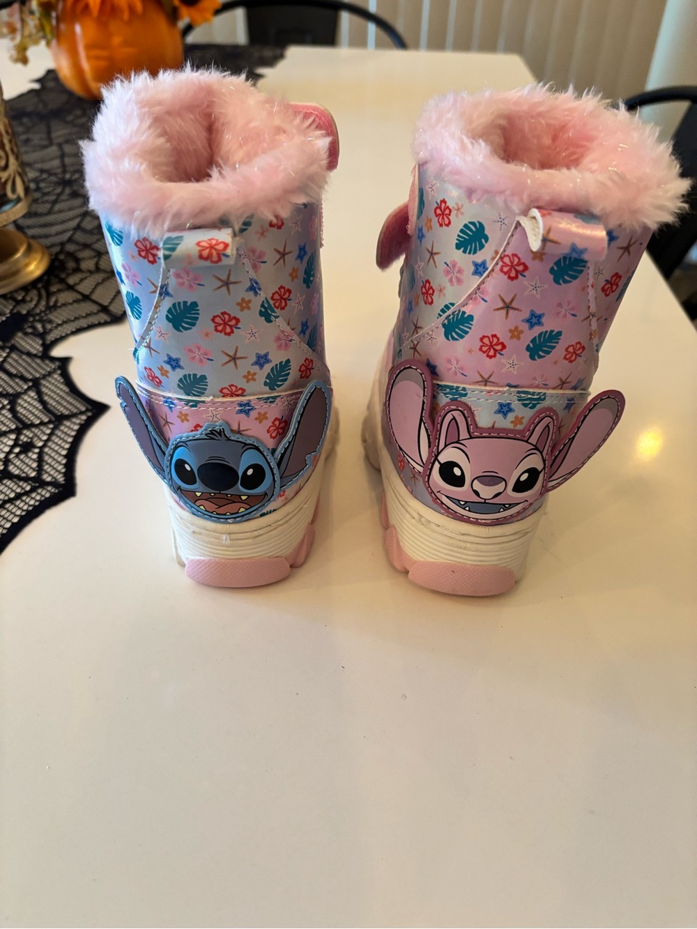 Pink Stitch & Angel Character Fur-Lined Kids Boots